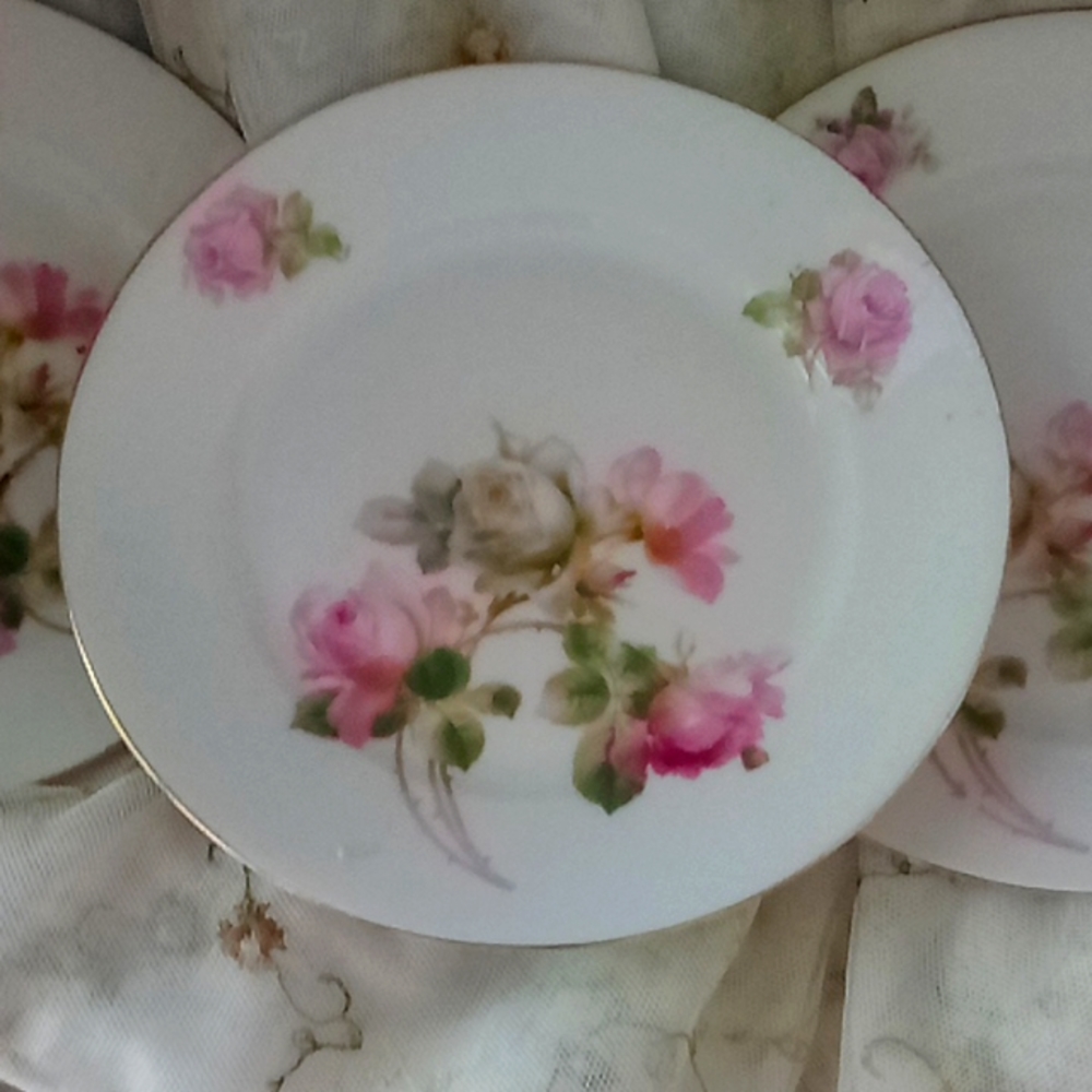 3 Koenigszelt Silesia Germany pink Delicate rose plates